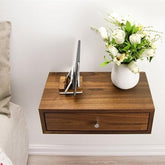 ONIJA Solid Wood Floating nightstand with Drawer and Shelf, mid Century Bedside Table, mid Century Modern End Table nightstand for Bedroom/Livingroom